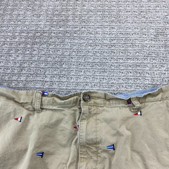 Tommy Hilfiger Khaki Shorts Men 44 Brown Short Chino Pants All Over Embroidered - Picture 11 of 16